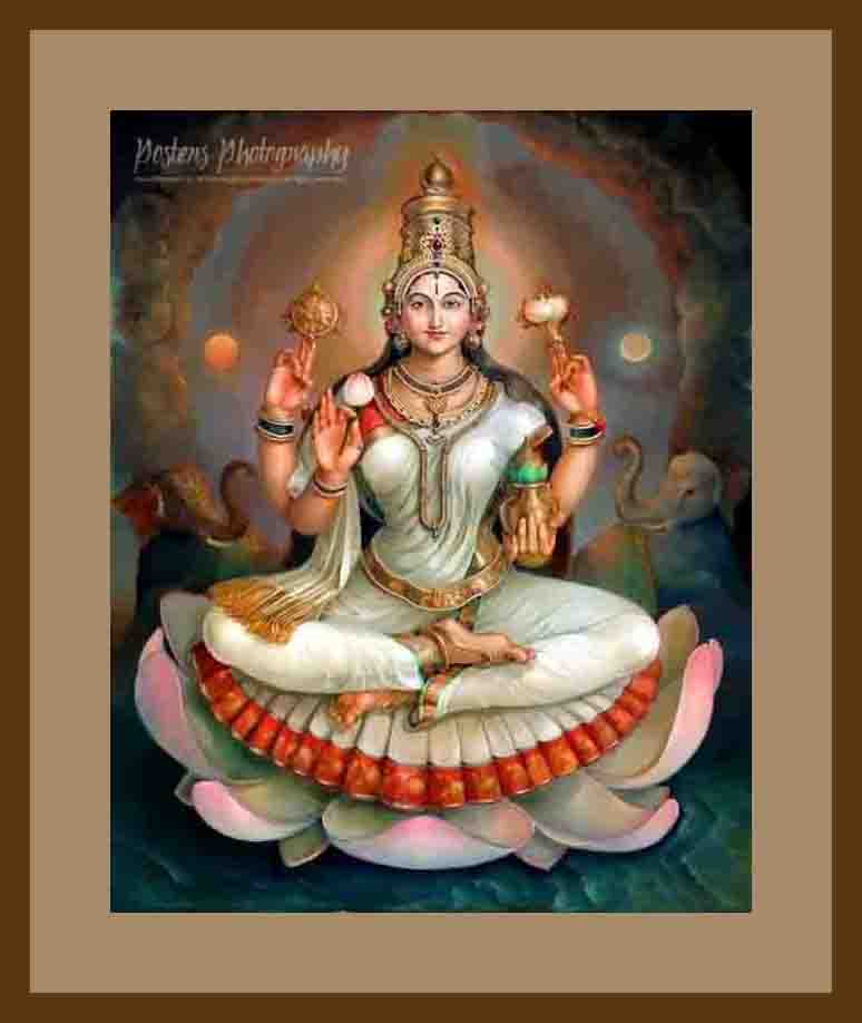 Hindu Gods and Cosmos - Laxmi Art Painting - PostersPhotography