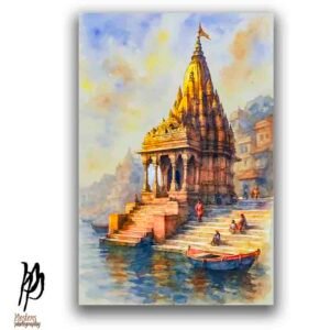 Banaras Ghat Temple Watercolour.