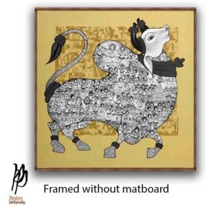 Madhubani Inspired Cow Folk Art Painting - Image 3