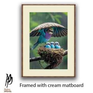 Lilac-Breasted Roller Protecting Its Chicks in the Rain - Image 4