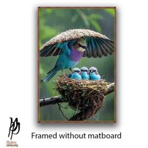 Lilac-Breasted Roller Protecting Its Chicks in the Rain - Image 2