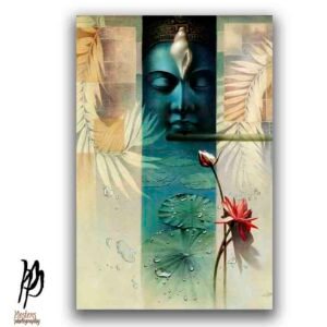 Sacred Krishna Canvas Art with Lotus