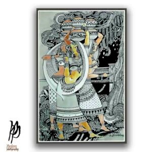 Village Women with Pots – Madhubani Folk Art