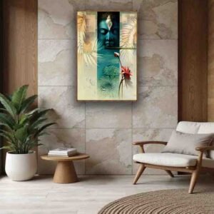 Sacred Krishna Canvas Art with Lotus - Image 3