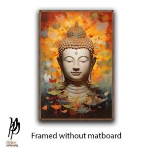 Enlightened Calm – Buddha Portrait with Autumn Leaves - Image 3