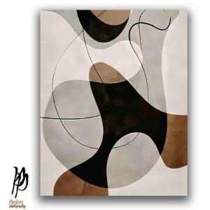 Abstract Black and Beige Geometric Wall Art
