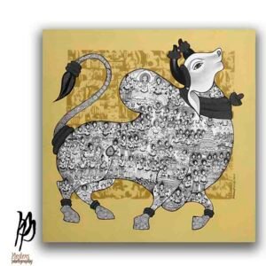 Madhubani Inspired Cow Folk Art Painting